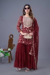 Tew Heavy Georgette Embroidery Work Top With Sharara Dupatta Exporters In India